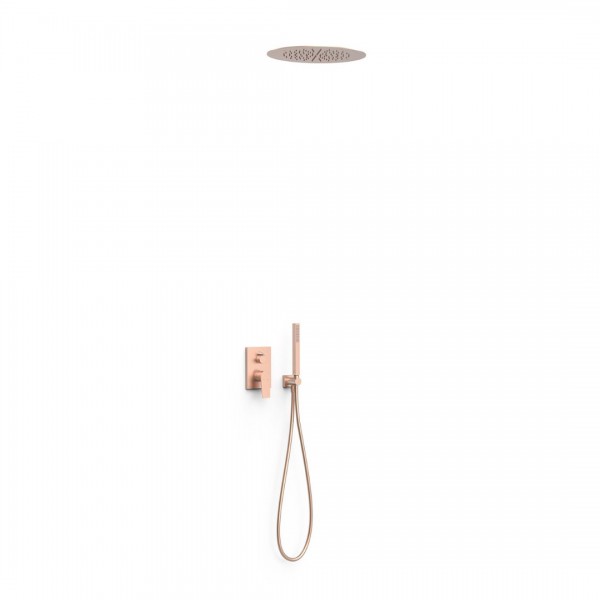 Tres Project zestaw prysznicowy podtynkowy deszczownica 38 cm złoto różowe mat 21128006OPM
