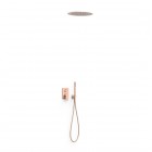Tres Project zestaw prysznicowy podtynkowy deszczownica 38 cm złoto różowe mat 21128006OPM