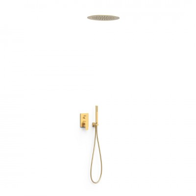 Tres Project zestaw prysznicowy podtynkowy deszczownica 38 cm złoty mat 21128006OM