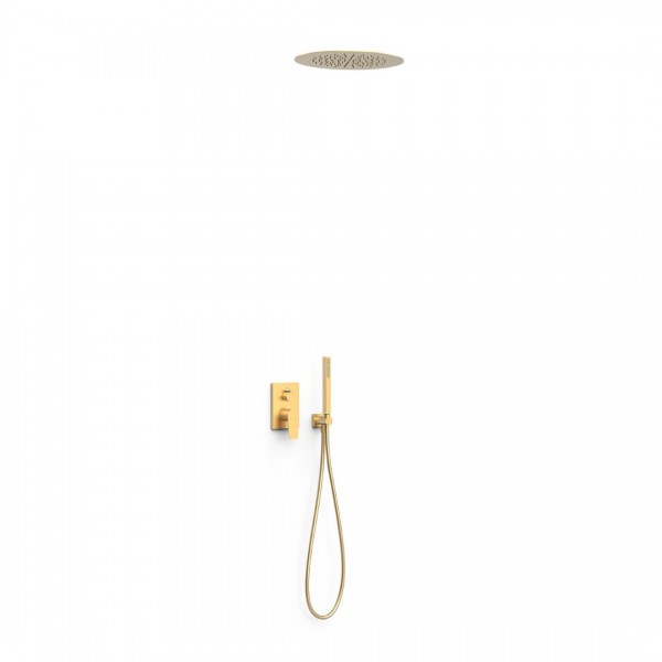 Tres Project zestaw prysznicowy podtynkowy deszczownica 38 cm złoty mat 21128006OM