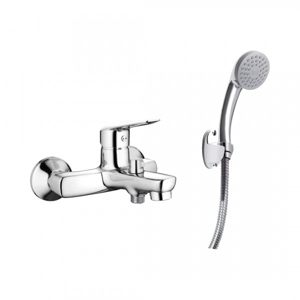 Deante Neo Boro bateria wannowa ścienna z zestawem natryskowym chrom BMO_011M