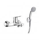 Deante Neo Boro bateria wannowa ścienna z zestawem natryskowym chrom BMO_011M