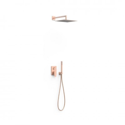 Tres Project zestaw prysznicowy podtynkowy deszczownica 30 cm złoto różowe mat 21128004OPM