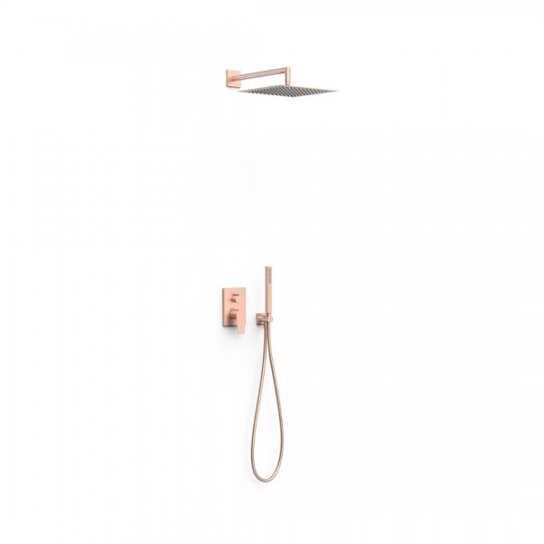 Tres Project zestaw prysznicowy podtynkowy deszczownica 30 cm złoto różowe mat 21128004OPM