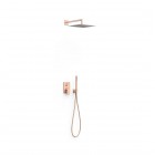 Tres Project zestaw prysznicowy podtynkowy deszczownica 30 cm złoto różowe mat 21128004OPM