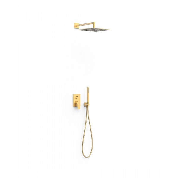 Tres Project zestaw prysznicowy podtynkowy deszczownica 30 cm złoty mat 21128004OM