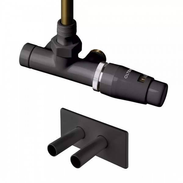 Oltens Varmare Ventil All in One zestaw termostatyczny grzejnikowy jednootworowy prawy grafit 63673