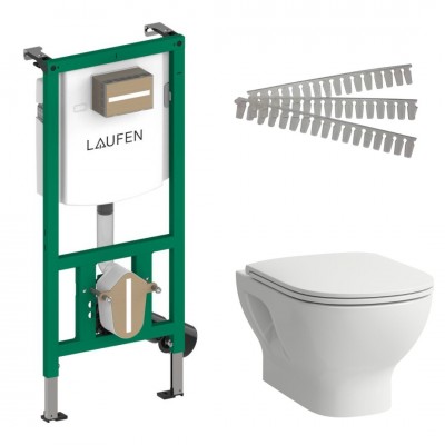 Laufen Ineolink Lua Basic zestaw 5w1 stelaż podtynkowy i miska WC wisząca z deską wolnoopadającą 63694 Laufen Ineolink Lua Basic zestaw 5w1 stelaż podtynkowy i miska WC wisząca z deską wolnoopadającą 63694