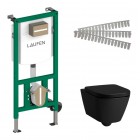 Laufen Ineolink Meda zestaw 5w1 stelaż podtynkowy i miska WC wisząca Silent Flush z deską wolnoopadającą czarny mat 63706
