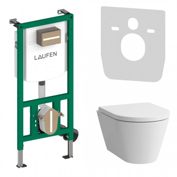 Laufen Ineolink Kartell zestaw 5w1 stelaż podtynkowy i miska WC wisząca z deską wolnoopadającą biała 63709