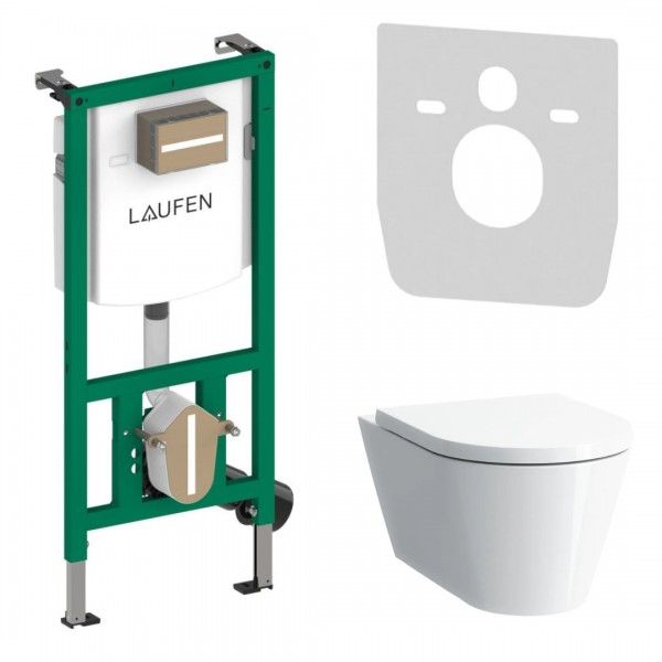 Laufen Ineolink Kartell zestaw 5w1 stelaż podtynkowy i miska WC wisząca z deską wolnoopadającą biała 63714