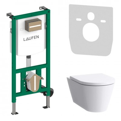 Laufen Ineolink Kartell zestaw 5w1 stelaż podtynkowy i miska WC wisząca z deską wolnoopadającą biały mat 63717 Laufen Ineolink Kartell zestaw 5w1 stelaż podtynkowy i miska WC wisząca z deską wolnoopadającą biały mat 63717