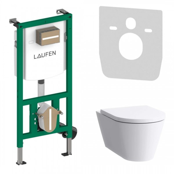 Laufen Ineolink Kartell zestaw 5w1 stelaż podtynkowy i miska WC wisząca z deską wolnoopadającą biały mat 63717
