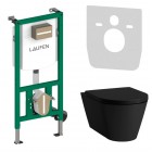 Laufen Ineolink Kartell zestaw 5w1 stelaż podtynkowy i miska WC wisząca z deską wolnoopadającą czarny mat 63718