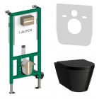 Laufen Ineolink Kartell zestaw 5w1 stelaż podtynkowy i miska WC wisząca z deską wolnoopadającą czarny połysk 63719