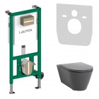 Laufen Ineolink Kartell zestaw 5w1 stelaż podtynkowy i miska WC wisząca z deską wolnoopadającą grafit mat 63720