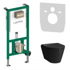 Laufen Ineolink Kartell zestaw 5w1 stelaż podtynkowy i miska WC wisząca z deską wolnoopadającą czarny połysk 63722
