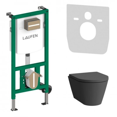 Laufen Ineolink Kartell zestaw 5w1 stelaż podtynkowy i miska WC wisząca z deską wolnoopadającą grafit mat 63723 Laufen Ineolink Kartell zestaw 5w1 stelaż podtynkowy i miska WC wisząca z deską wolnoopadającą grafit mat 63723
