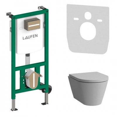 Laufen Ineolink Kartell zestaw 5w1 stelaż podtynkowy i miska WC wisząca z deską wolnoopadającą szary mat 63724 Laufen Ineolink Kartell zestaw 5w1 stelaż podtynkowy i miska WC wisząca z deską wolnoopadającą szary mat 63724