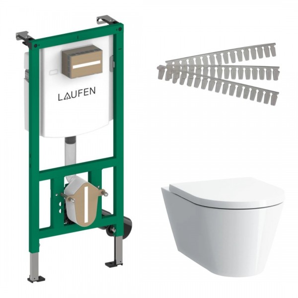 Laufen Ineolink Kartell LCC zestaw 5w1 stelaż podtynkowy i miska WC wisząca Silent Flush z deską wolnoopadającą biała 63726