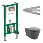 Laufen Ineolink Kartell zestaw 5w1 stelaż podtynkowy i miska WC wisząca Silent Flush z deską wolnoopadającą grafit mat 63729