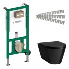 Laufen Ineolink Kartell zestaw 5w1 stelaż podtynkowy i miska WC wisząca Silent Flush z deską wolnoopadającą czarny połysk 63732