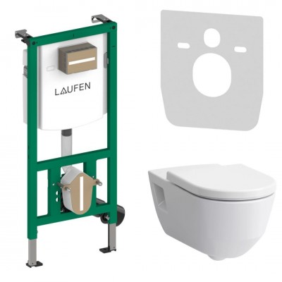 Laufen Ineolink Pro Liberty zestaw 5w1 stelaż podtynkowy i miska WC wisząca z deską wolnoopadającą biała 63737