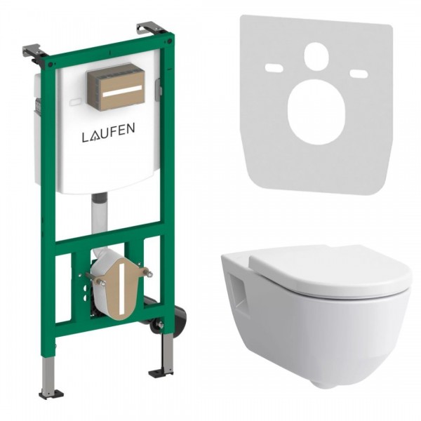 Laufen Ineolink Pro Liberty zestaw 5w1 stelaż podtynkowy i miska WC wisząca z deską wolnoopadającą biała 63737
