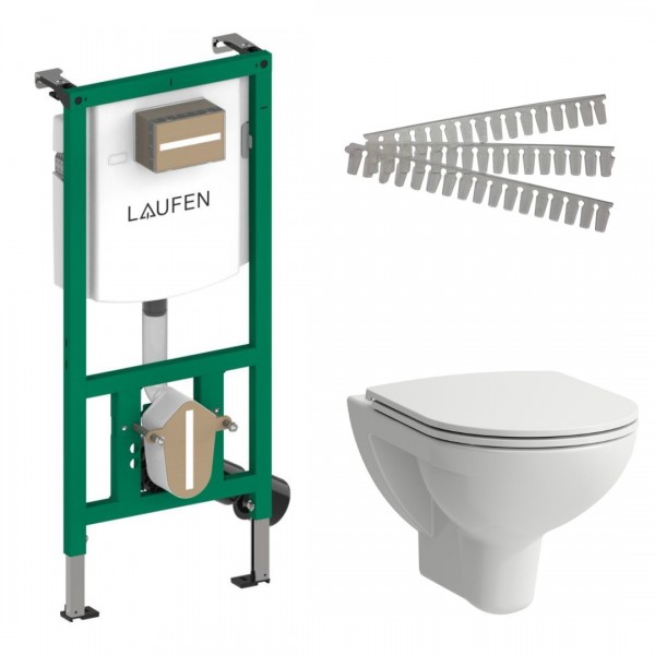 Laufen Ineolink Pro B zestaw 5w1 stelaż podtynkowy i miska WC wisząca z deską wolnoopadającą 63760