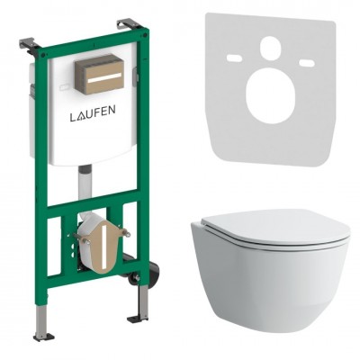 Laufen Ineolink Pro A zestaw 5w1 stelaż podtynkowy i miska WC wisząca z deską wolnoopadającą 63769