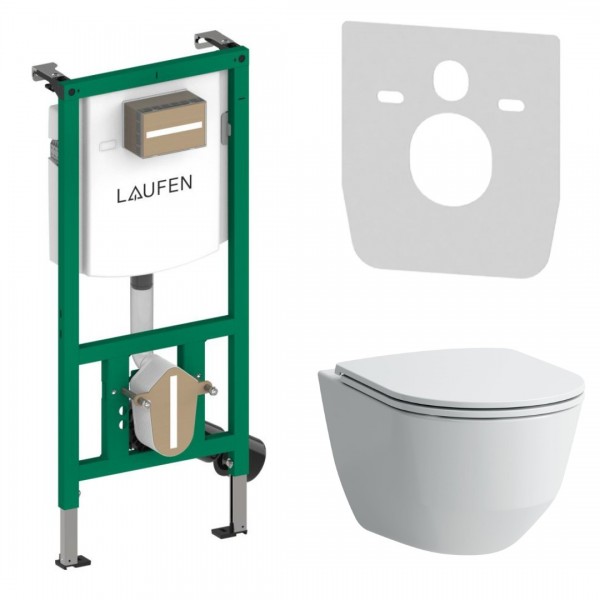 Laufen Ineolink Pro A zestaw 5w1 stelaż podtynkowy i miska WC wisząca z deską wolnoopadającą 63769