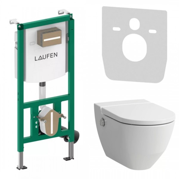 Laufen Ineolink Navia LCC zestaw 5w1 stelaż podtynkowy i miska WC wisząca myjąca z deską wolnoopadającą biała 63777