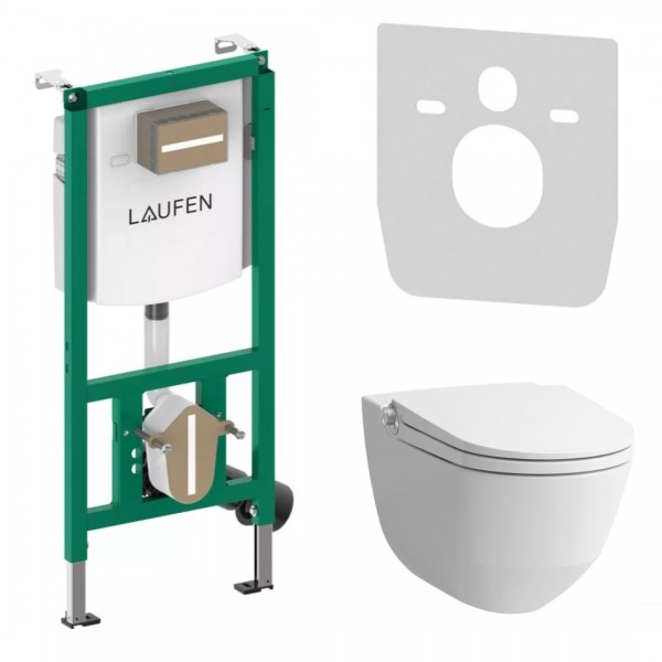 Laufen Ineolink Riva LCC zestaw 5w1 stelaż podtynkowy i miska WC wisząca myjąca z deską wolnoopadającą biała 63780