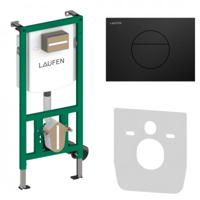 Laufen Ineolink Sunrise 4w1 stelaż podtynkowy z przyciskiem spłukującym czarny mat 64095
