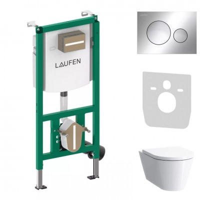 Laufen Ineolink Kartell zestaw 5w1 stelaż podtynkowy i miska WC wisząca z deską wolnoopadającą biała przycisk chrom połysk 64102 Laufen Ineolink Kartell zestaw 5w1 stelaż podtynkowy i miska WC wisząca z deską wolnoopadającą biała przycisk chrom połysk 64102