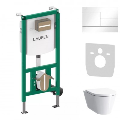 Laufen Ineolink Kartell zestaw 5w1 stelaż podtynkowy i miska WC wisząca z deską wolnoopadającą biała przycisk biały połysk 64107 Laufen Ineolink Kartell zestaw 5w1 stelaż podtynkowy i miska WC wisząca z deską wolnoopadającą biała przycisk biały połysk 64107