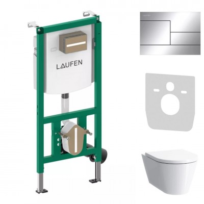 Laufen Ineolink Kartell zestaw 5w1 stelaż podtynkowy i miska WC wisząca z deską wolnoopadającą biała przycisk chrom połysk 64108 Laufen Ineolink Kartell zestaw 5w1 stelaż podtynkowy i miska WC wisząca z deską wolnoopadającą biała przycisk chrom połysk 64108