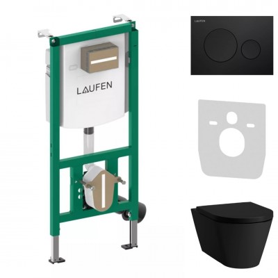 Laufen Ineolink Kartell zestaw 5w1 stelaż podtynkowy i miska WC wisząca z deską wolnoopadającą czarny mat przycisk czarny 64121 Laufen Ineolink Kartell zestaw 5w1 stelaż podtynkowy i miska WC wisząca z deską wolnoopadającą czarny mat przycisk czarny 64121