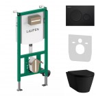 Laufen Ineolink Kartell zestaw 5w1 stelaż podtynkowy i miska WC wisząca z deską wolnoopadającą czarny mat przycisk czarny 64121