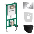 Laufen Ineolink Kartell zestaw 5w1 stelaż podtynkowy i miska WC wisząca z deską wolnoopadającą czarny mat przycisk chrom 64123