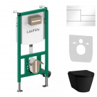 Laufen Ineolink Kartell zestaw 5w1 stelaż podtynkowy i miska WC wisząca z deską wolnoopadającą czarny mat przycisk biały 64134
