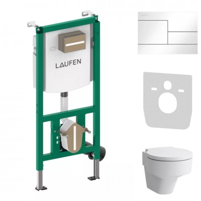 Laufen Ineolink Val zestaw 5w1 stelaż podtynkowy i miska WC wisząca z deską wolnoopadającą biała przycisk biały połysk 64143 Laufen Ineolink Val zestaw 5w1 stelaż podtynkowy i miska WC wisząca z deską wolnoopadającą biała przycisk biały połysk 64143