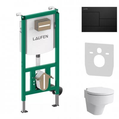 Laufen Ineolink Val zestaw 5w1 stelaż podtynkowy i miska WC wisząca z deską wolnoopadającą biała przycisk czarny mat 64145 Laufen Ineolink Val zestaw 5w1 stelaż podtynkowy i miska WC wisząca z deską wolnoopadającą biała przycisk czarny mat 64145