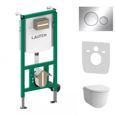 Laufen Ineolink The New Classic zestaw 5w1 stelaż podtynkowy i miska WC wisząca z deską wolnoopadającą biała 64147
