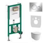 Laufen Ineolink The New Classic zestaw 5w1 stelaż podtynkowy i miska WC wisząca z deską wolnoopadającą biała 64147