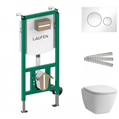 Laufen Ineolink Lua zestaw 5w1 stelaż podtynkowy i miska WC wisząca z deską wolnoopadającą biała przycisk biały połysk 64164 Laufen Ineolink Lua zestaw 5w1 stelaż podtynkowy i miska WC wisząca z deską wolnoopadającą biała przycisk biały połysk 64164