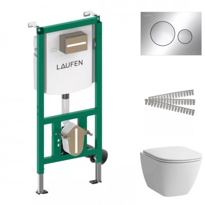 Laufen Ineolink Lua zestaw 5w1 stelaż podtynkowy i miska WC wisząca z deską wolnoopadającą biała przycisk chrom połysk 64165 Laufen Ineolink Lua zestaw 5w1 stelaż podtynkowy i miska WC wisząca z deską wolnoopadającą biała przycisk chrom połysk 64165