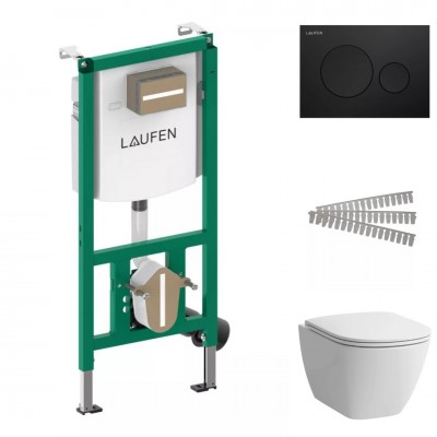 Laufen Ineolink Lua zestaw 5w1 stelaż podtynkowy i miska WC wisząca z deską wolnoopadającą biała przycisk czarny mat 64166 Laufen Ineolink Lua zestaw 5w1 stelaż podtynkowy i miska WC wisząca z deską wolnoopadającą biała przycisk czarny mat 64166