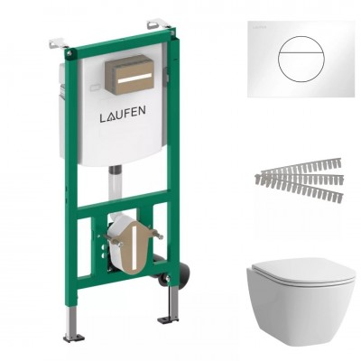 Laufen Ineolink Lua zestaw 5w1 stelaż podtynkowy i miska WC wisząca z deską wolnoopadającą biała przycisk biały połysk 64167 Laufen Ineolink Lua zestaw 5w1 stelaż podtynkowy i miska WC wisząca z deską wolnoopadającą biała przycisk biały połysk 64167