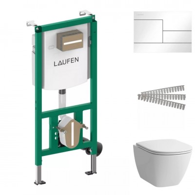 Laufen Ineolink Lua zestaw 5w1 stelaż podtynkowy i miska WC wisząca z deską wolnoopadającą biała przycisk biały połysk 64170 Laufen Ineolink Lua zestaw 5w1 stelaż podtynkowy i miska WC wisząca z deską wolnoopadającą biała przycisk biały połysk 64170